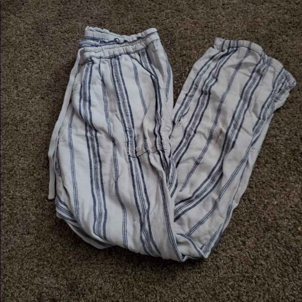 blue and white striped pants!